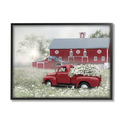 " Red Truck Floral Country Meadow " by Lori Deiter