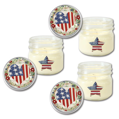 Celebrate 250 Patriotic Heart Wreath 4 oz Citronella Soy Wax Candle 3 pc. Set