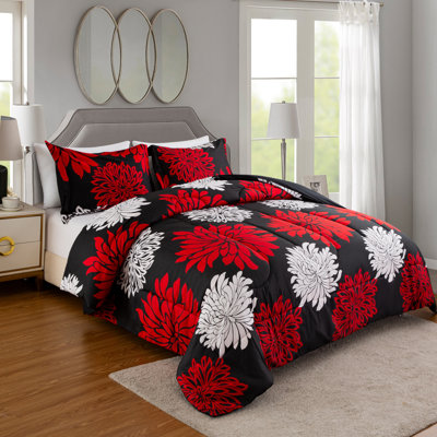  Ensemble d'édredon en polyester rouge 3 pièces
