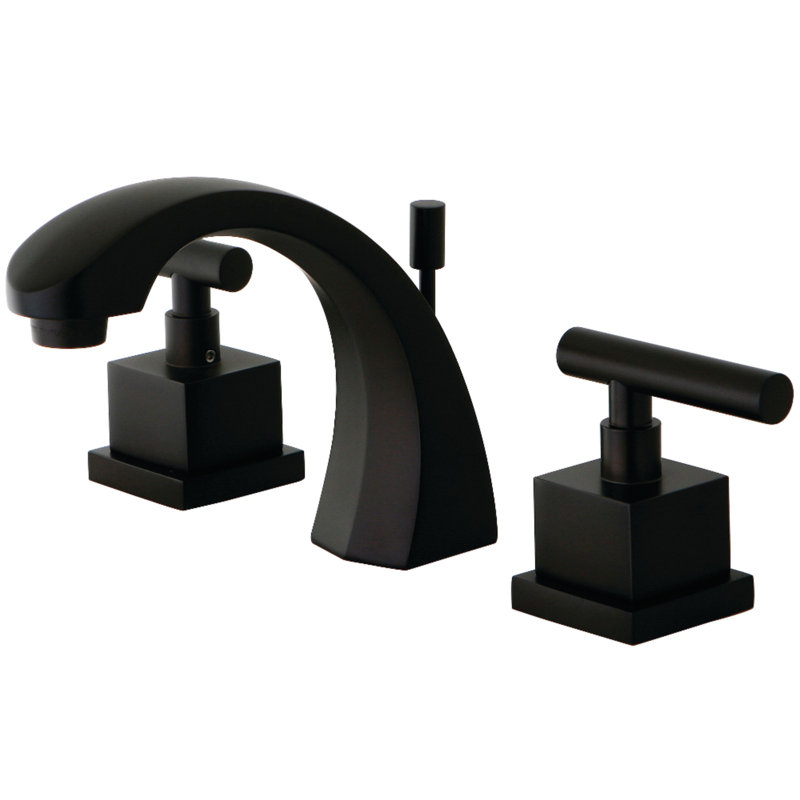 Kingston Brass Claremont Two-Handle 3-Hole Deck Mount Widespread Bathroom Faucet with Brass Pop-Up Drain, Oil Rubbed Bronze