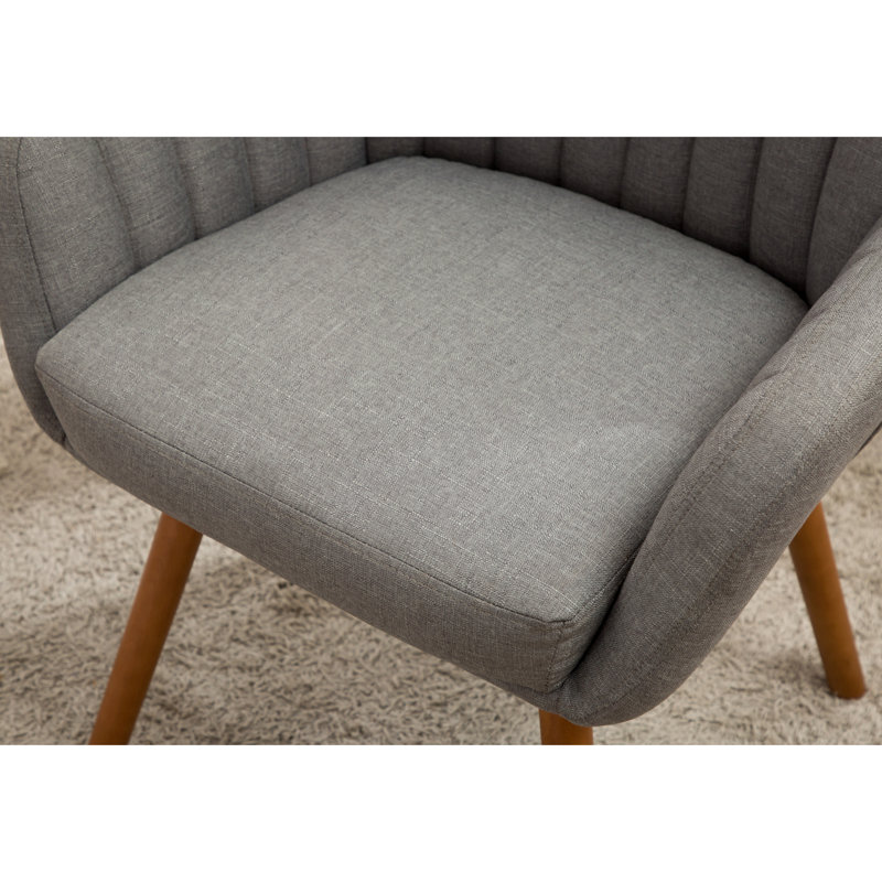 Chaise d'appoint élégante avec coussin moelleux et pieds en bois massif avec rembourrage supplémentaire, Gris