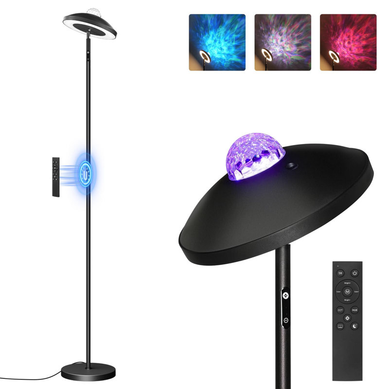 176cm Black LED Torchiere Floor Lamp