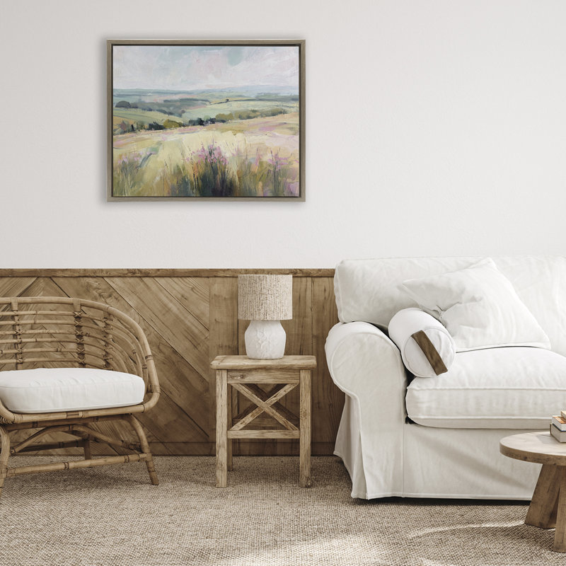 Cadre flottant Summer Meadow Viewpoint, design par Svetlana Aleynikova, Cadre flottant orme Montalcino, H 17 po x l 21 po