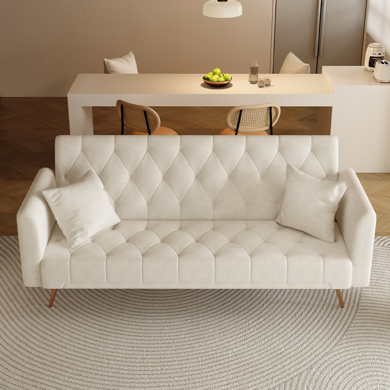 Jessika 71'' Velvet Sleeper,LuxuryConvertible Loveseat Sofa, Beige Velvet