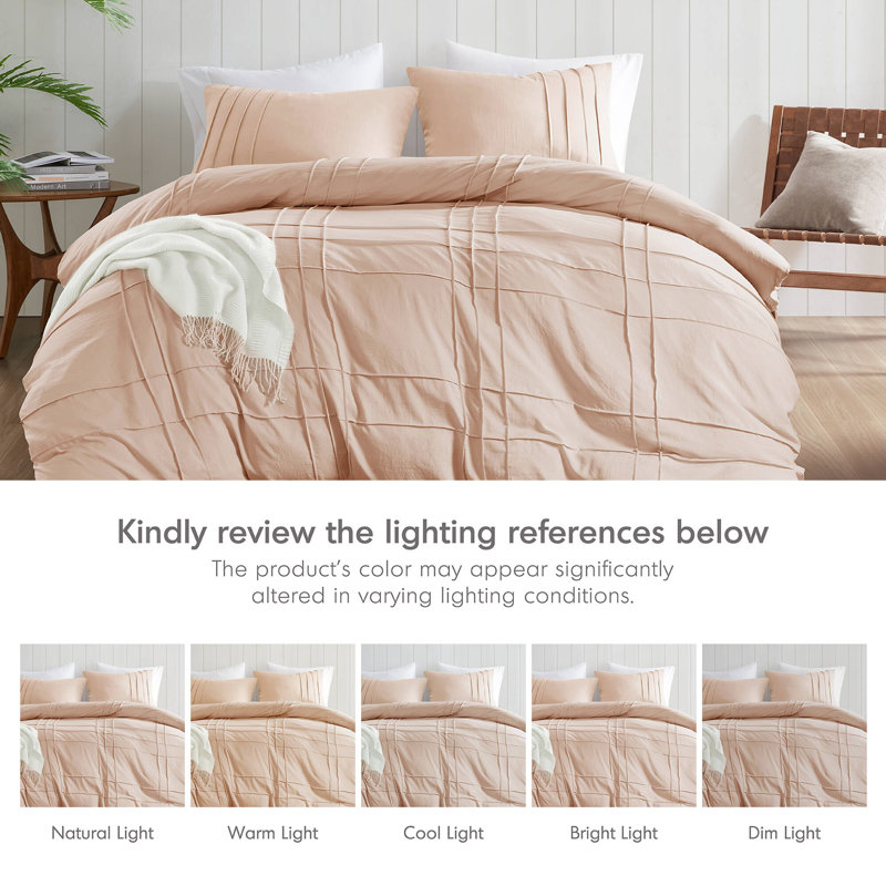 Porter Textured Duvet Cover Bedding Set, King Duvet Cover + 2 King Shams, Blush
