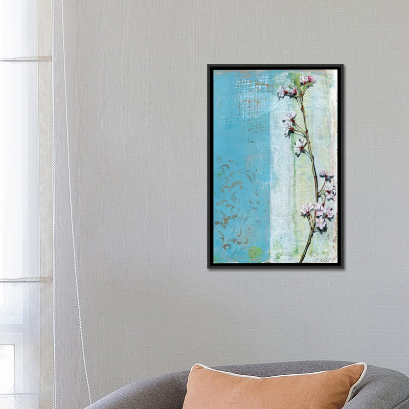 « willow fleuri i », impression sur toile, H 26 po x l 18 po x P 1,5 po, Toile avec cadre noir, Pas de tapis