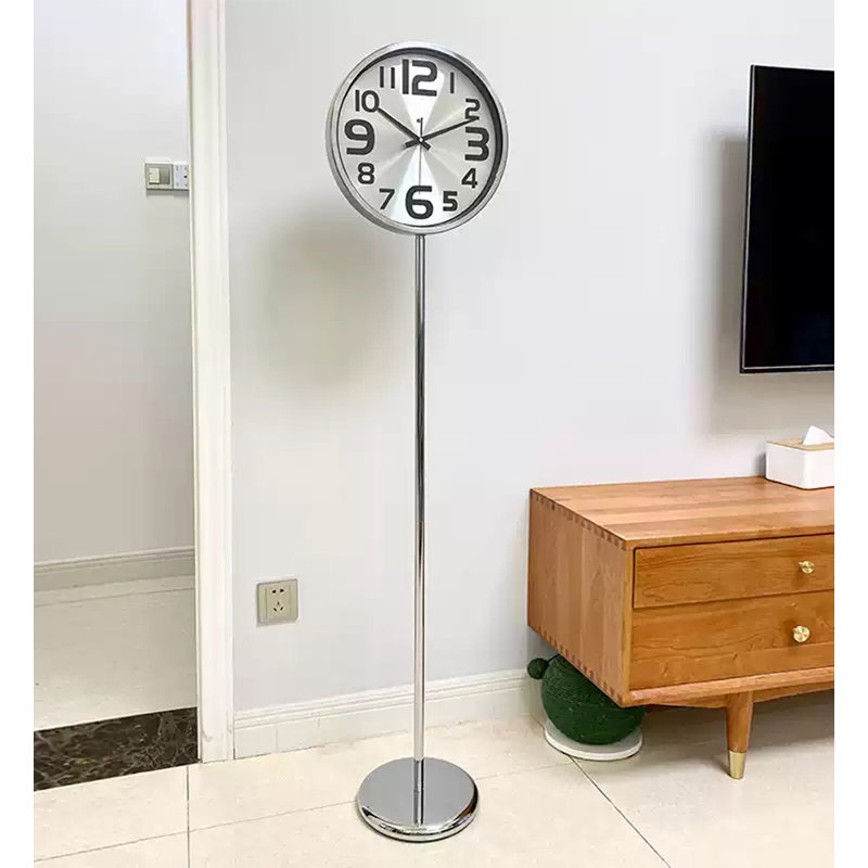 Sleek Metal Freestanding Floor Clock Large Numerals Living Room Decor