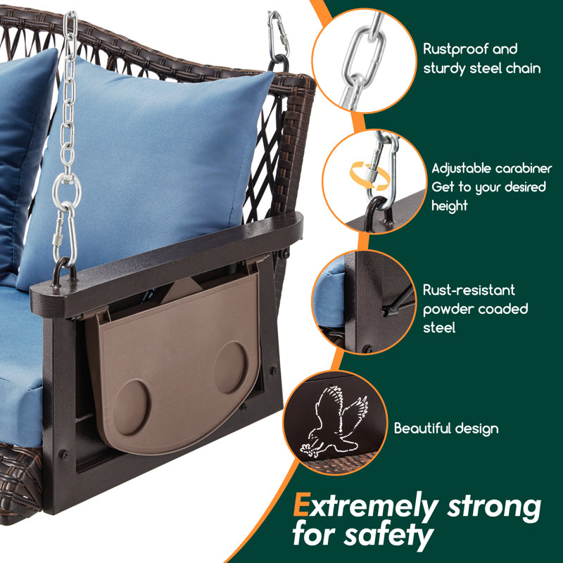 Balancelle Jolliff, 900 lb, conception unique et confortable, Brun, Bleu clair