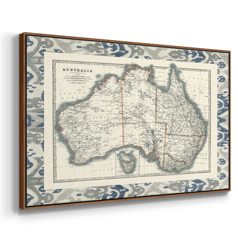 Carte frontalière de l'Australie, Noyer, H 25 po x l 37 po x P 2 po
