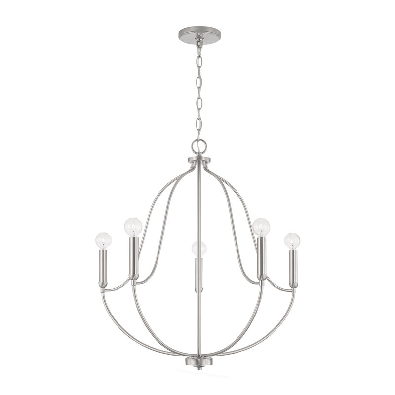 Lustre 5 lumières l 25 po x H 26,75 po Kanda, Nickel brossé