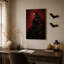 Art mural sur toile gothique squelette couvert de roses rouges-1783177169