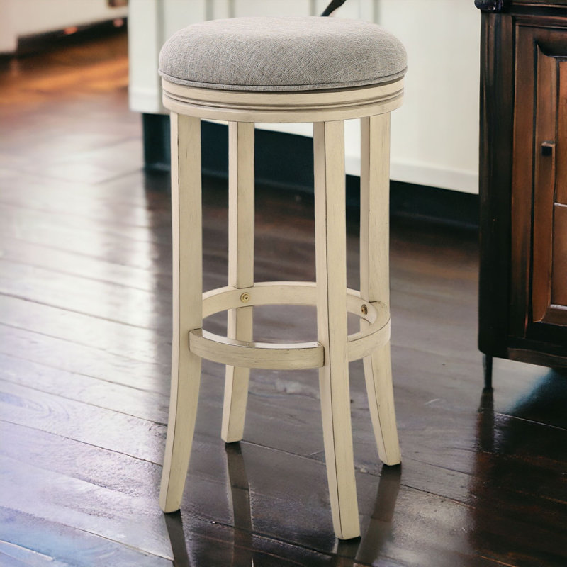 Chaise de bar Mcgriff, Ivoire délavé, Tabouret de comptoir (siège d'une hauteur de 26 p