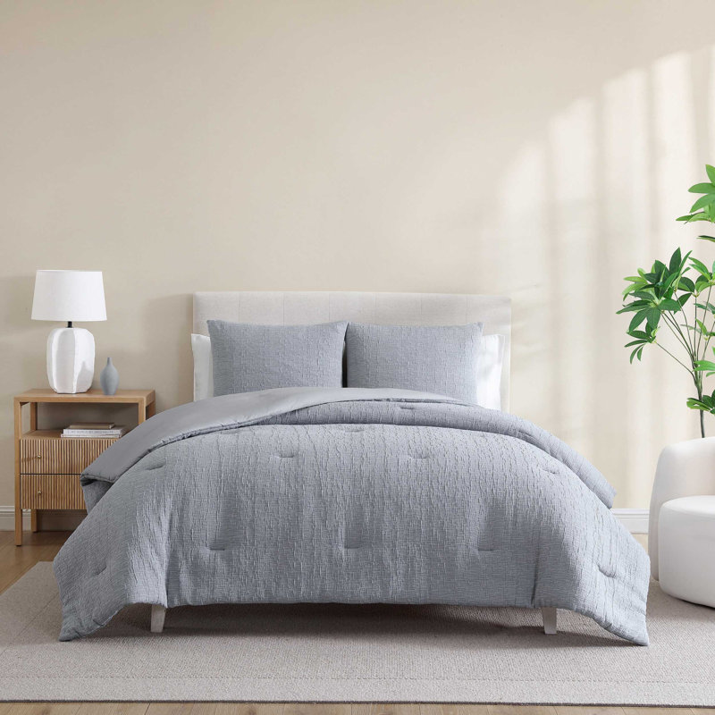 Ensemble d'édredon gris uni Nautica, Édredon pour lit simple + 1 taie décorative stan