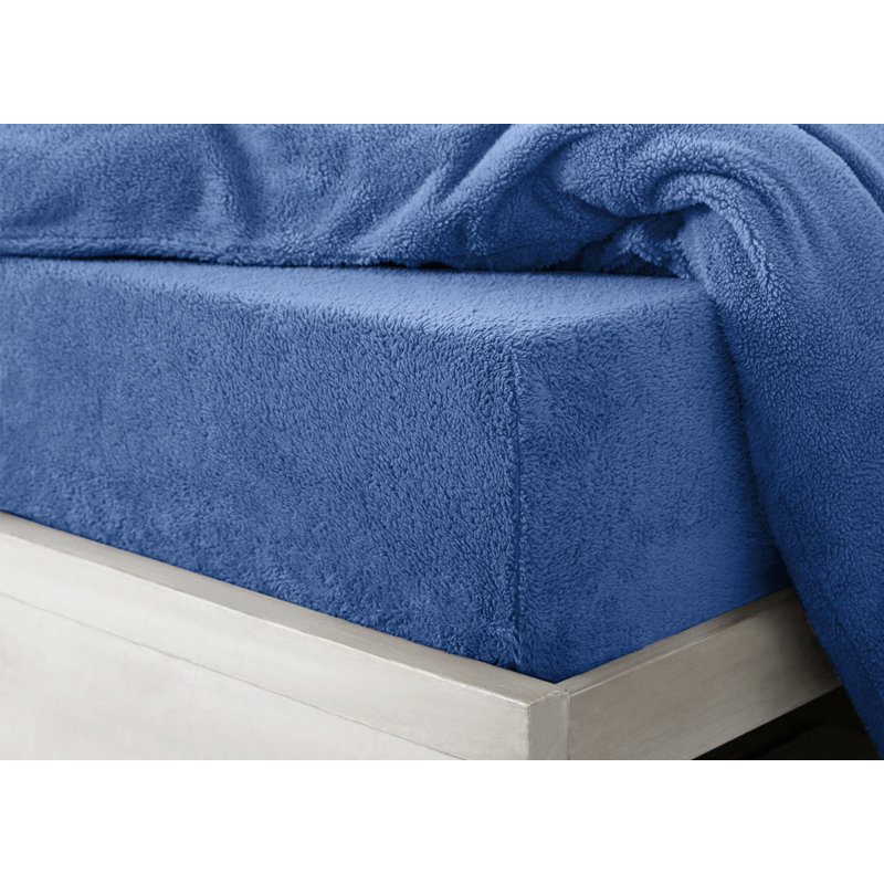 Gorgonio Velosso Teddy Soft Cosy Thermal Fleece Fitted Sheet, 183 x 200cm, Blue