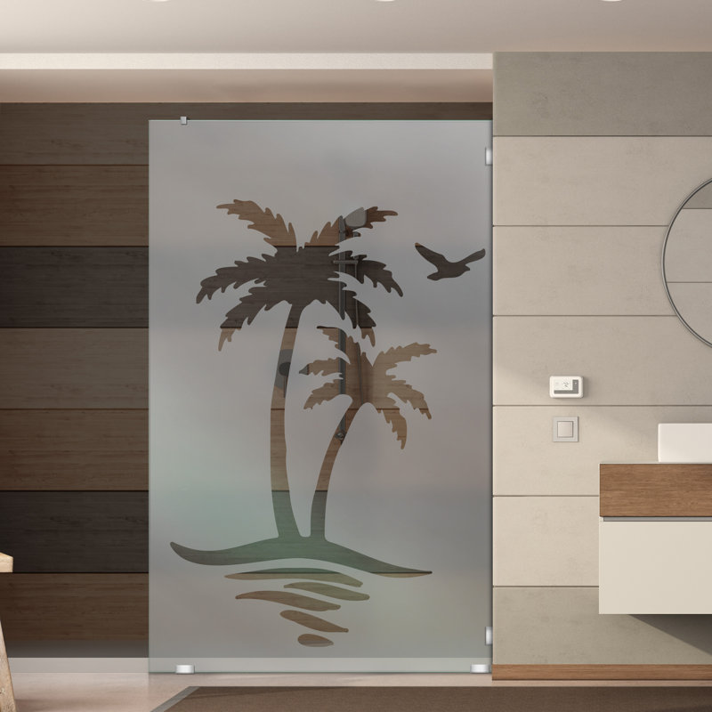 Panneau de douche en verre trempé de 37-1 / 2 po x H 75 po avec surface d'intimité givrée durable, Semi-privé, Oui