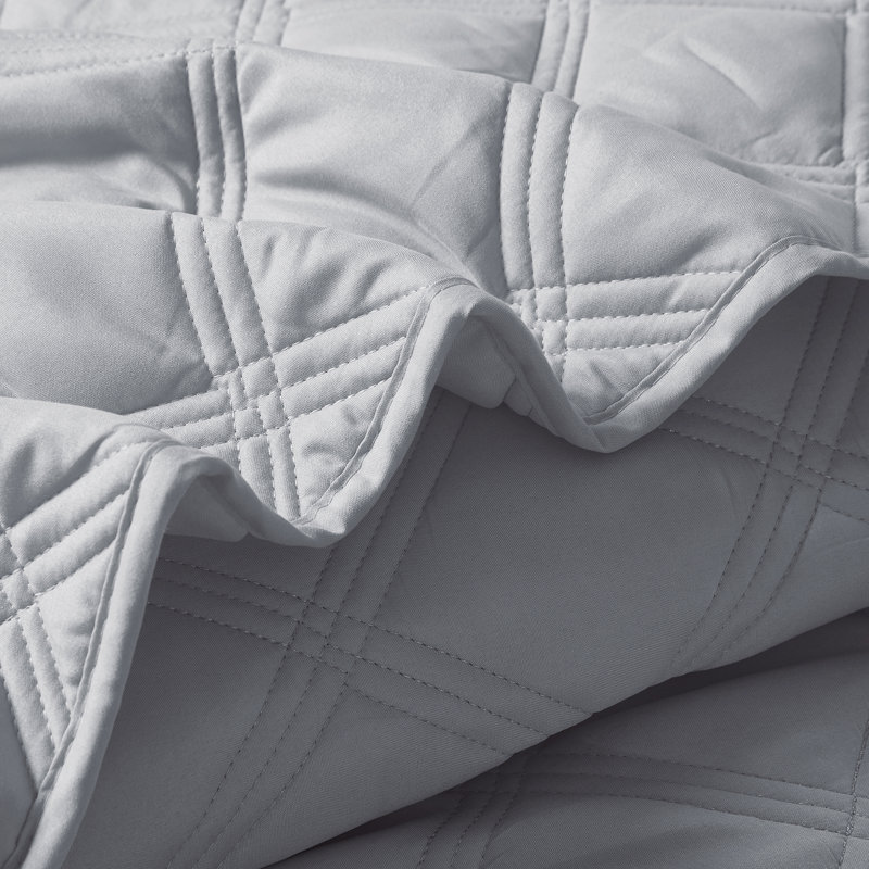 3 Piece Charleston Down Alternative Quilts Set, Ash Gray, King Coverlet + 2 Twin Shams