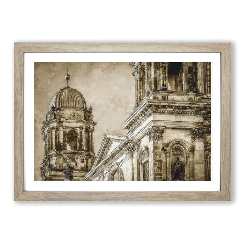 Dom Berlin Cathedral - Picture Frame Graphic Art Print, 24cm H x 33cm W x 2cm D, Oak Framed