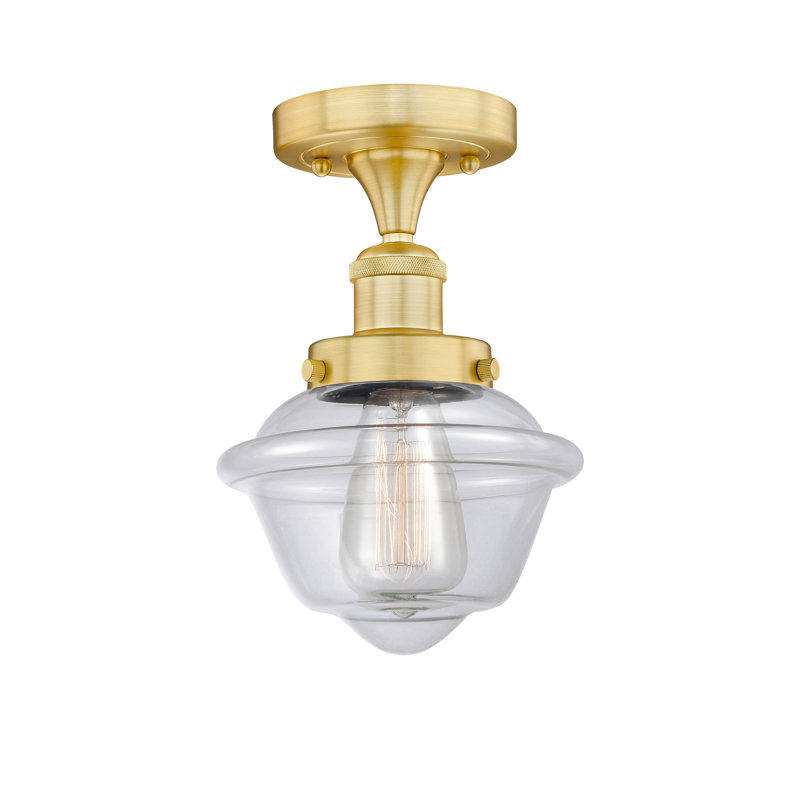 Grourke Glass Semi Flush Mount, Clear, Satin Gold