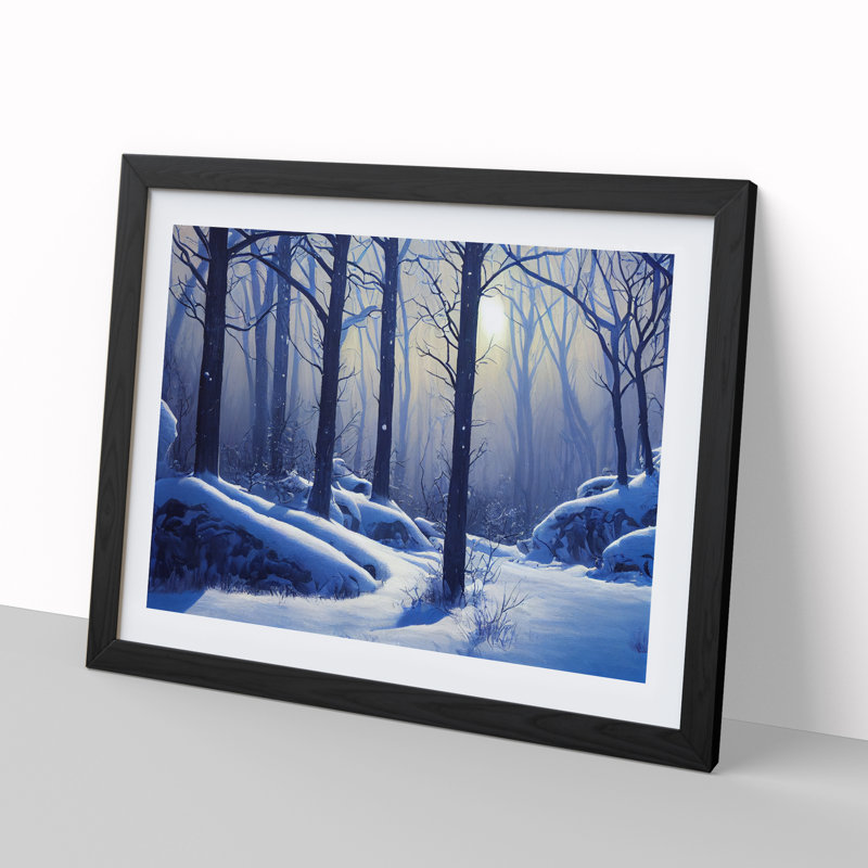 XH1022-6715X Painted Winter Forest Vol.3 - Single Picture Frame Print, 46cm H x 64cm W x 2cm D, Black
