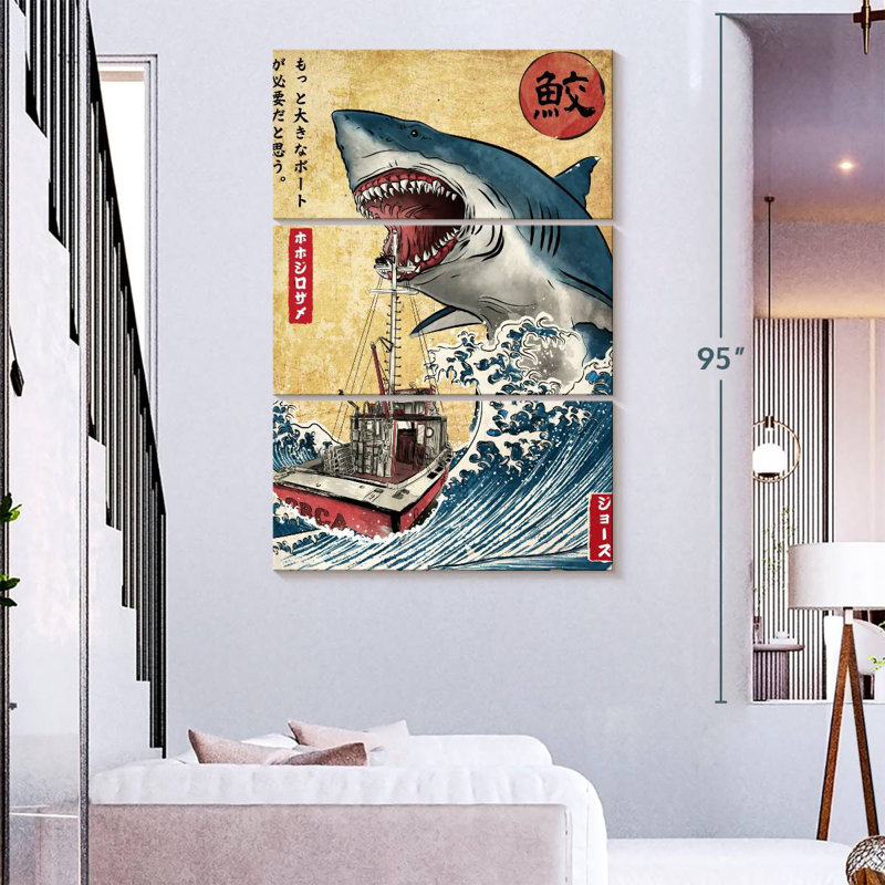 Brampt Hunting The Shark In Japan, 74" H x 48" W