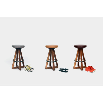 X3 Swivel Upholstered Counter Stool with Solid Wood Frame