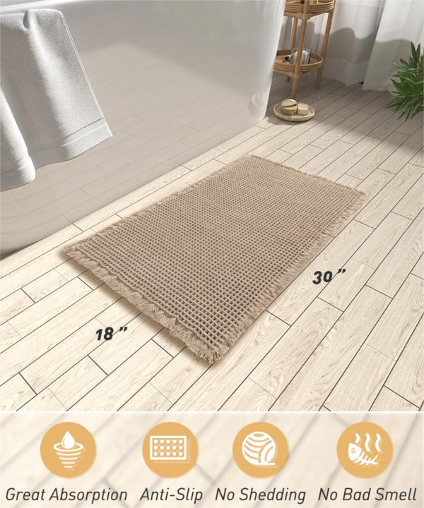 Chenille Bath Rug with Non-Slip Backing Hokku Designs