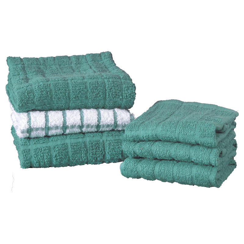 Cotton Plaid Kitchen Towel Linen Set, Teal