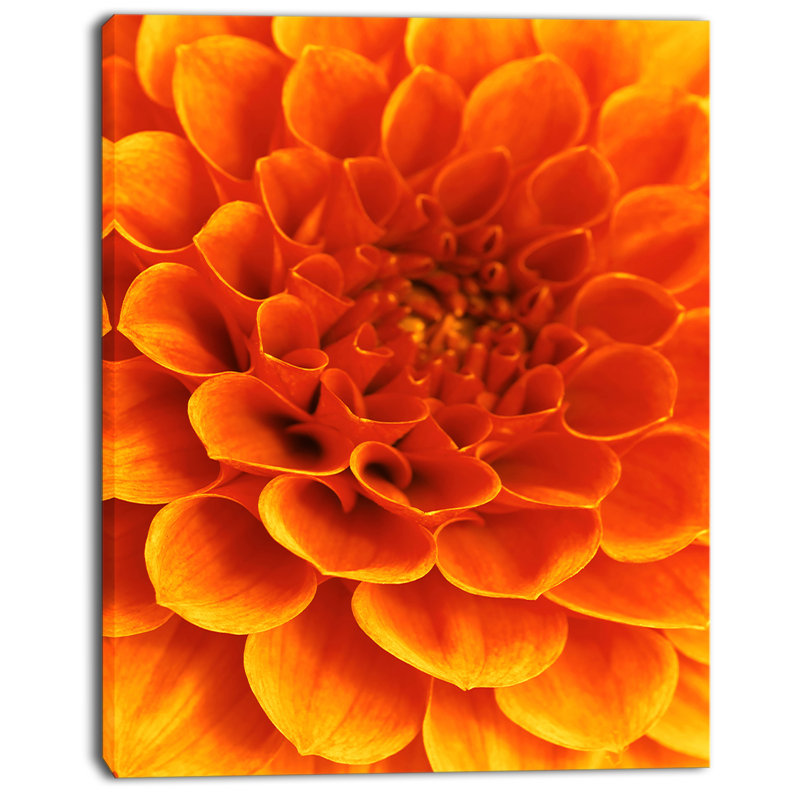 " Orange Abstract Flower And Petals ", 40" H x 30" W x 1" D