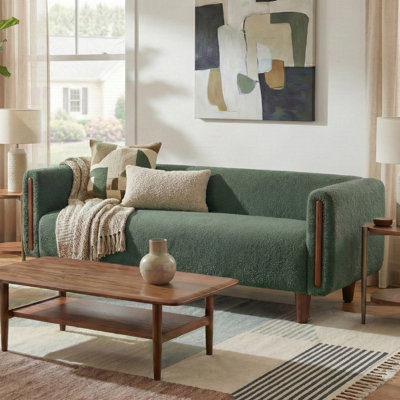 Modern 3-Seater Sofa 78.7" Sofa Couch Textured Upholstery Couch with Stylish Armrests and Rubberwood Legs for Living Room