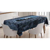 Gothic Tablecloth, Dark Cave With The Full Moon At Night Scary Horror Medieval Gothic Artwork Print, Rectangular Table Cover For Dining Room Kitchen Decor, 52" X 70", Blue Grey