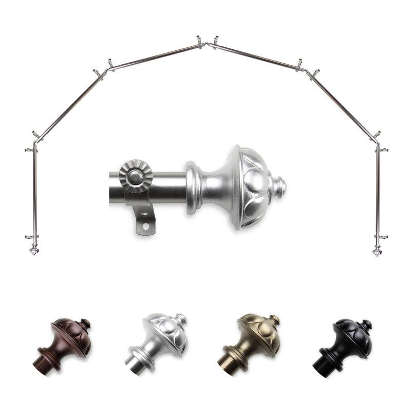 Tringle à rideaux simple réglable 28 "à 48" 0,81 "à baie vitrée, Nickel satiné, 18 po - 28 po (chaque côté)