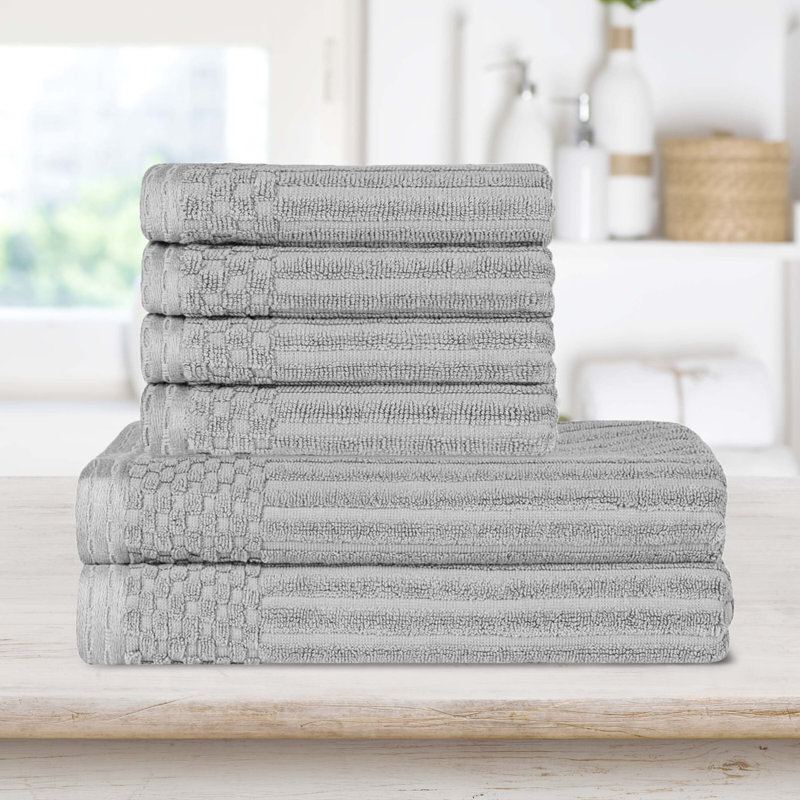 Ensemble de serviettes épaisses et absorbantes en coton côtelé, Argent