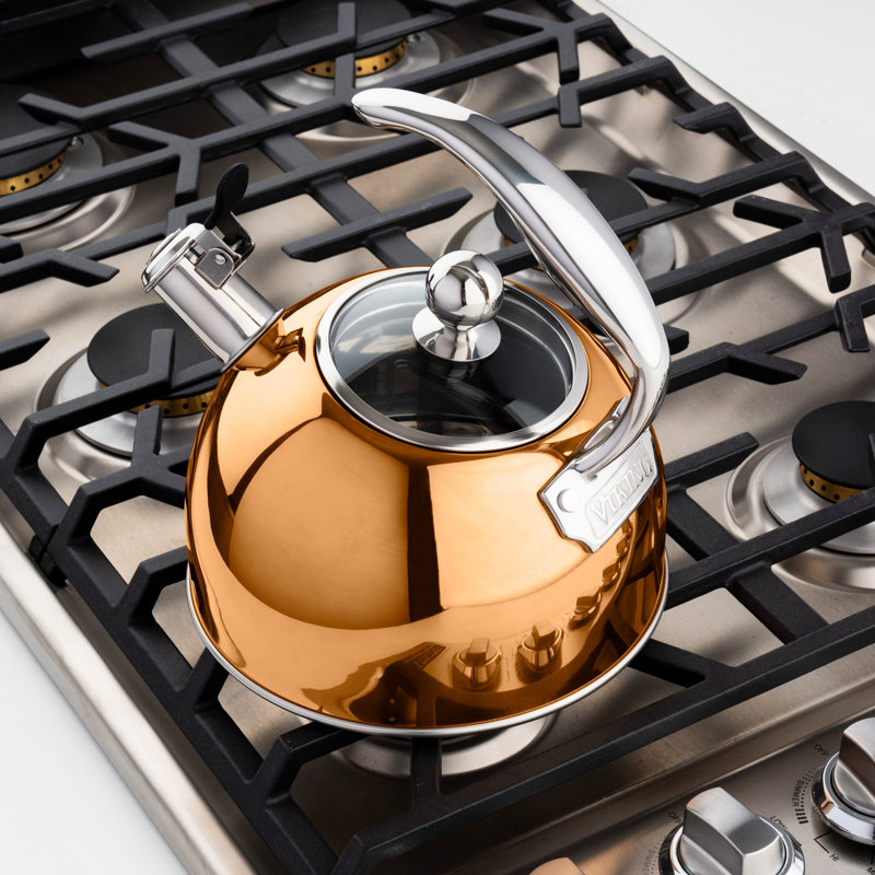 Viking 2.6-Quart Stainless Steel Kettle with 3-Ply Base, Rose Gold
