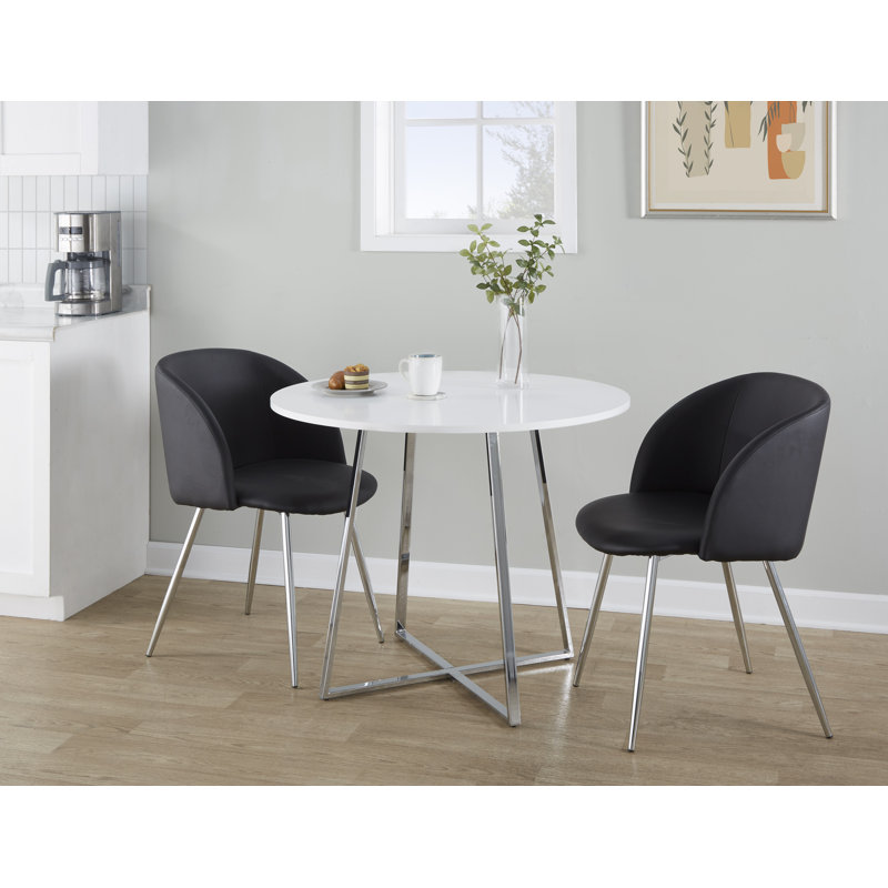 Terrence 18.5" Faux Leather Upholstered Parsons Chairs, Black