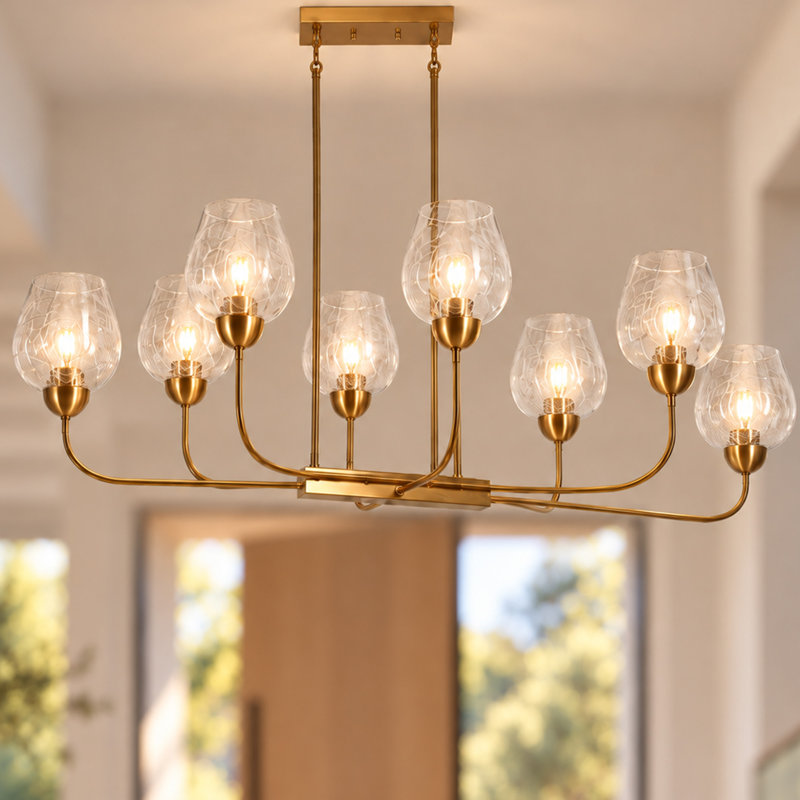Lustre linéaire moderne à 8 lumières l 41 po Jenavicia
