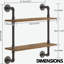 Wrightstown 2 Piece Floating Shelf Industrial Rustic Brown Pipe Home Furniture