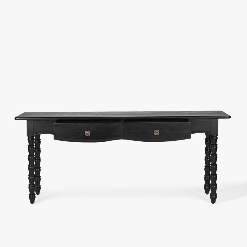 Console à deux tiroirs Isabel, Noir, H 24 po x l 24 po x P 76 po