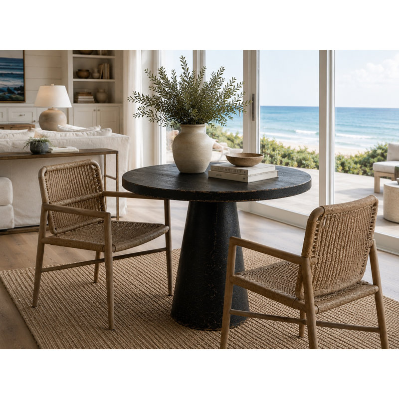 Catania 32 inches Round Table Distressed Black