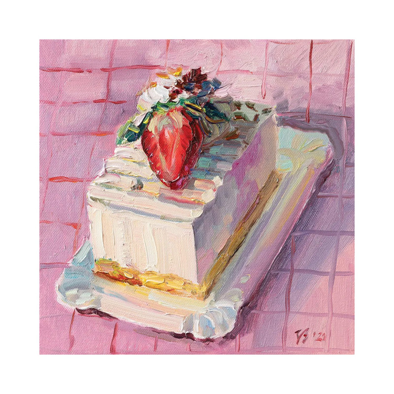 Strawberry Curd Pie by Katharina Valeeva - Wrapped Canvas Painting, 45.72 cm H x 45.72 cm W x 3.175 cm D