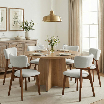Rohun 47.2"L Round Modern Kitchen Dining Table Set With 32.1"H Dining Chair