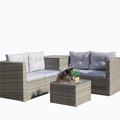 4 Piece Patio Sectional Wicker Rattan Outdoor Furniture Sofa Set with Storage Box -  Latitude RunÂ®, 864ABA66E05649538C945F7B90772721