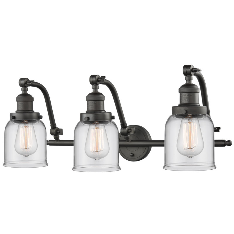 Bell - 3 Light 28" Bath Vanity Light, Clear, 6 Watt Vinage LED Bulb, Oil Rubbed Bronze