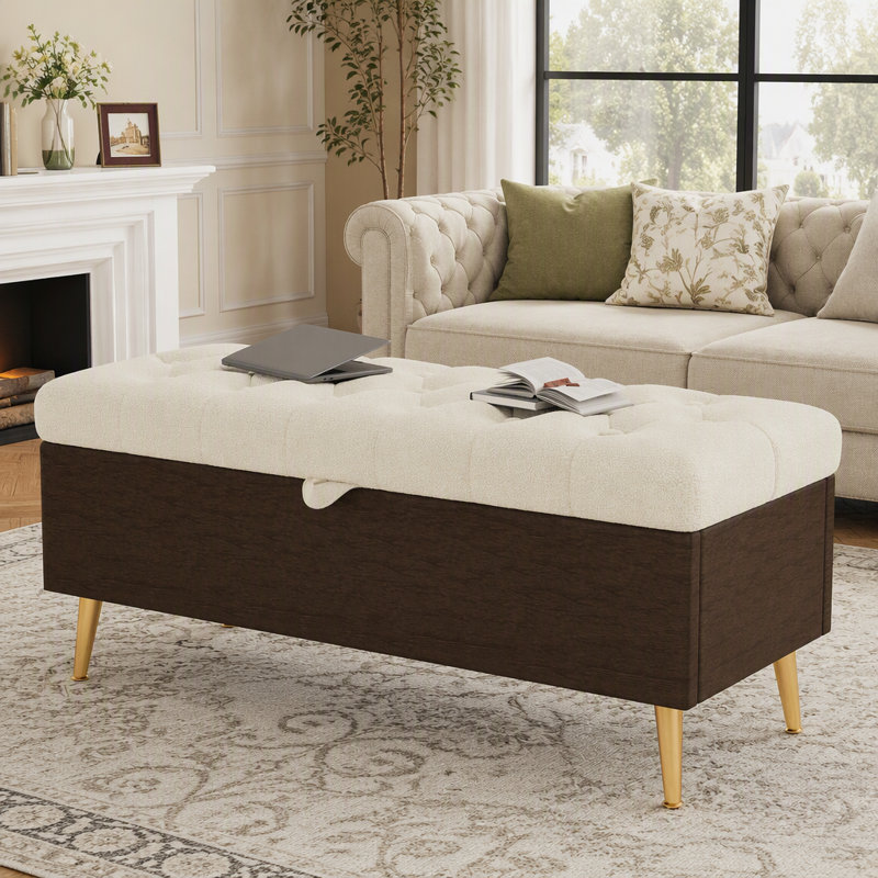Banc de rangement avec repose-pieds Modern Modern, Beige, Beige