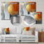 Décoration murale géométrique abstraite géométrique dorée et orange pure I-731903338