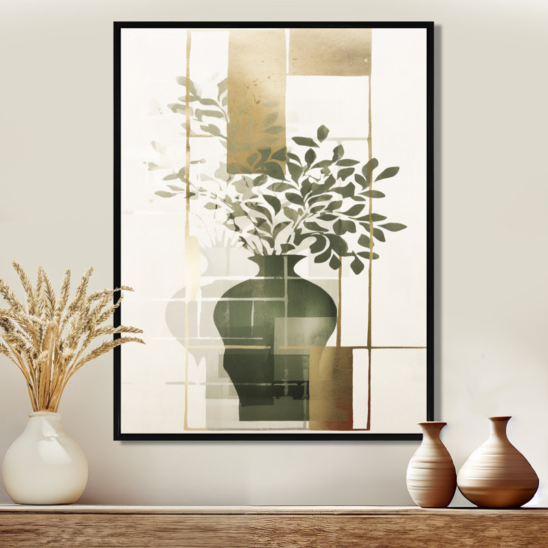 Décoration murale Minimal Botanicals, H 44 po x l 34 po x P 1,5 po, Toile avec cadre flottant noir