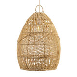 Annasha Pendant Light – 15" Natural Rattan Plug-In or Hardwired Light Fixture for Kitchen, Dining Room, or Bedroom in Boho and Coastal Styles