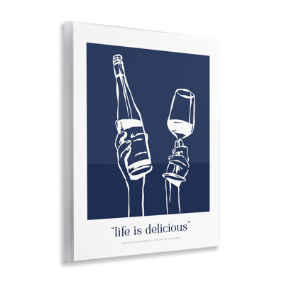 Plaque murale bleu marine «Life Is Delicious», par Lettred and Lined