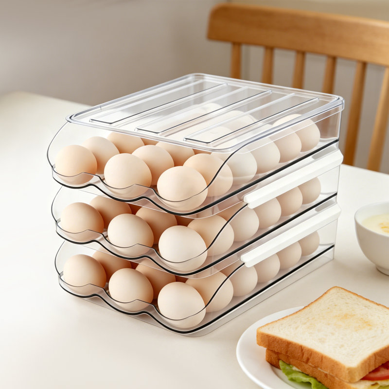 Support à œufs à 3 niveaux pour réfrigérateur 11,02 po avec couvercle transparent pour réfrigérateur de cuisine