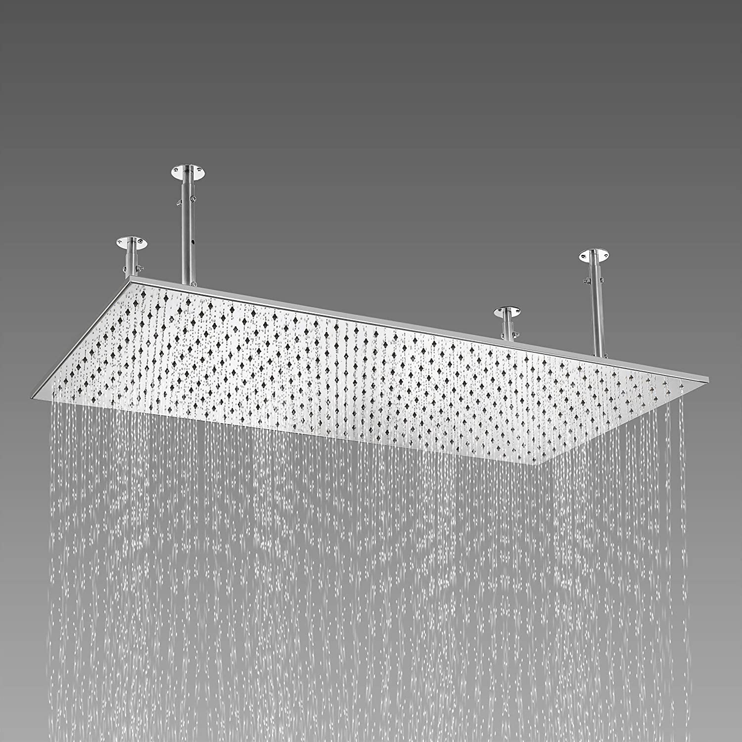 HOMEDEC 20x40 inch LED Showerhead Stainless Steel Rectangle Rainfall Shower Head Ceiling Mount for Bathroom, Chrome - 1