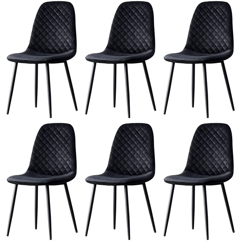 Wellersburg Modern Velvet Upholstered Armless Dining Chair, Black Velvet, Black